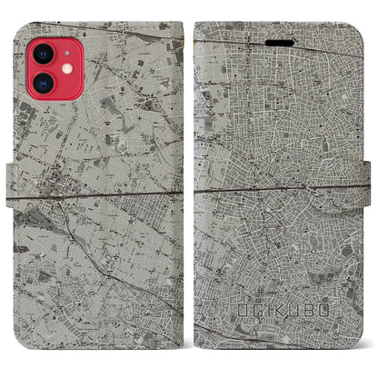 【荻窪2（東京都）】地図柄iPhoneケース（手帳タイプ）モノトーン・iPhone 11 用