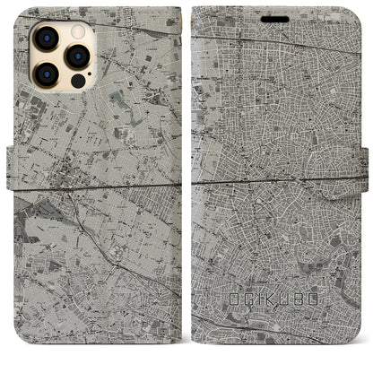 【荻窪2（東京都）】地図柄iPhoneケース（手帳タイプ）モノトーン・iPhone 12 Pro Max 用