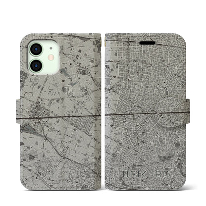 【荻窪2（東京都）】地図柄iPhoneケース（手帳タイプ）モノトーン・iPhone 12 mini 用