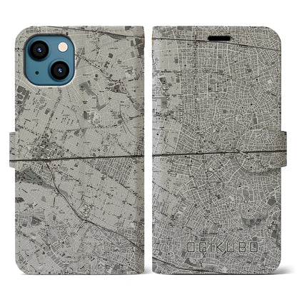 【荻窪2（東京都）】地図柄iPhoneケース（手帳タイプ）モノトーン・iPhone 13 用