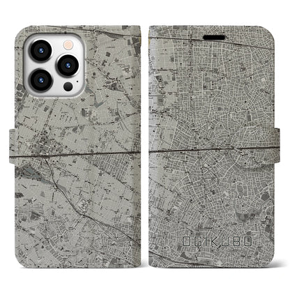 【荻窪2（東京都）】地図柄iPhoneケース（手帳タイプ）モノトーン・iPhone 13 Pro 用