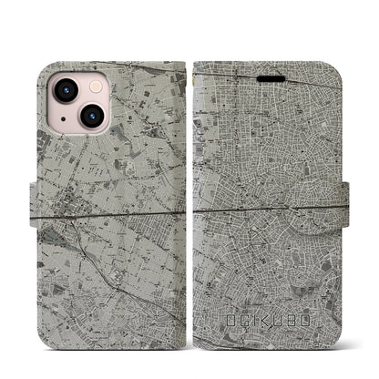 【荻窪2（東京都）】地図柄iPhoneケース（手帳タイプ）モノトーン・iPhone 13 mini 用