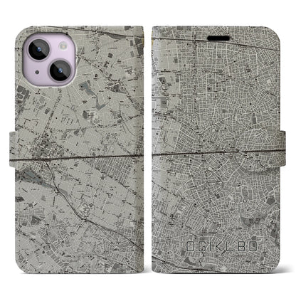 【荻窪2（東京都）】地図柄iPhoneケース（手帳タイプ）モノトーン・iPhone 14 用