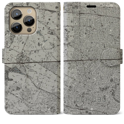 【荻窪2（東京都）】地図柄iPhoneケース（手帳タイプ）モノトーン・iPhone 14 Pro Max 用