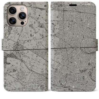 【荻窪2（東京都）】地図柄iPhoneケース（手帳タイプ）モノトーン・iPhone 16 Plus 用