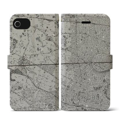 【荻窪2（東京都）】地図柄iPhoneケース（手帳タイプ）モノトーン・iPhone SE（第3 / 第2世代） / 8 / 7 / 6s / 6 用