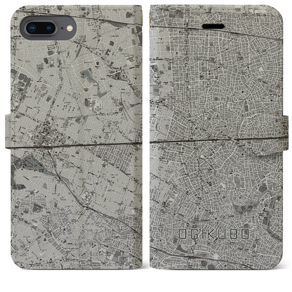 【荻窪2（東京都）】地図柄iPhoneケース（手帳タイプ）モノトーン・iPhone 8Plus /7Plus / 6sPlus / 6Plus 用