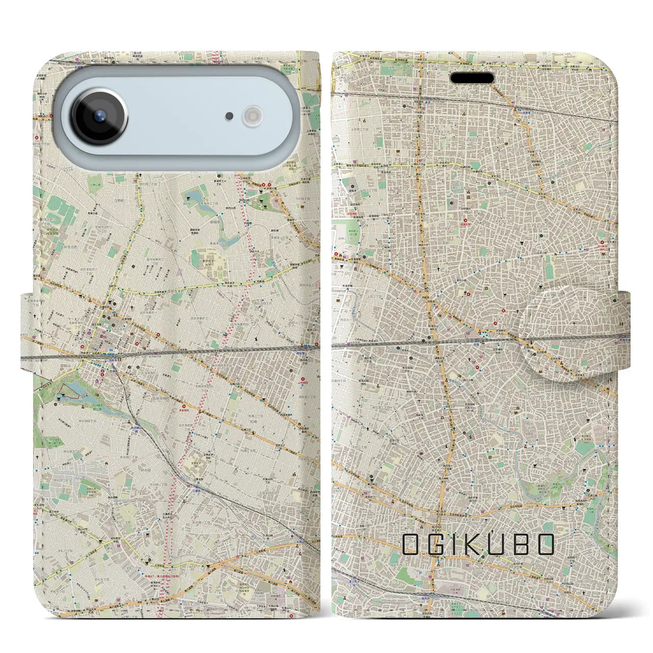 【荻窪2（東京都）】地図柄iPhoneケース（手帳タイプ）