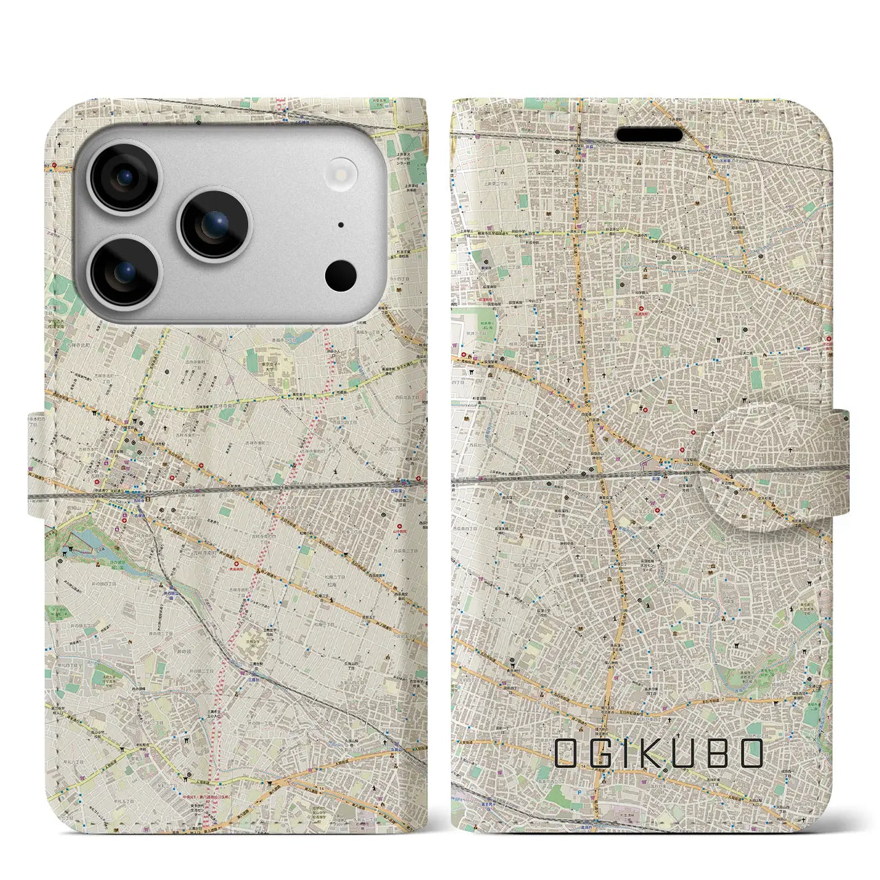 【荻窪2（東京都）】地図柄iPhoneケース（手帳タイプ）