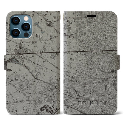 【荻窪（東京都）】地図柄iPhoneケース（手帳タイプ）モノトーン・iPhone 12 / 12 Pro 用