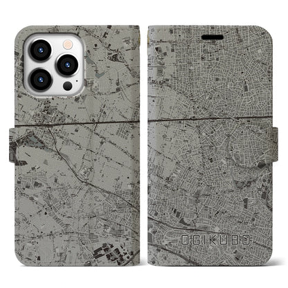 【荻窪（東京都）】地図柄iPhoneケース（手帳タイプ）モノトーン・iPhone 13 Pro 用