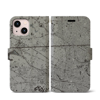 【荻窪（東京都）】地図柄iPhoneケース（手帳タイプ）モノトーン・iPhone 13 mini 用