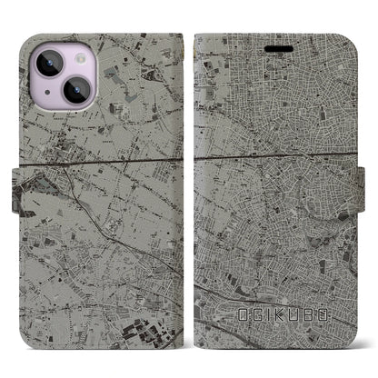 【荻窪（東京都）】地図柄iPhoneケース（手帳タイプ）モノトーン・iPhone 14 用