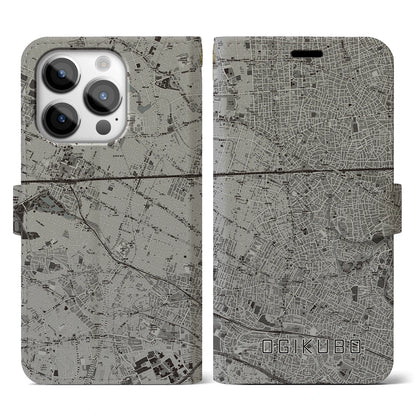【荻窪（東京都）】地図柄iPhoneケース（手帳タイプ）モノトーン・iPhone 14 Pro 用