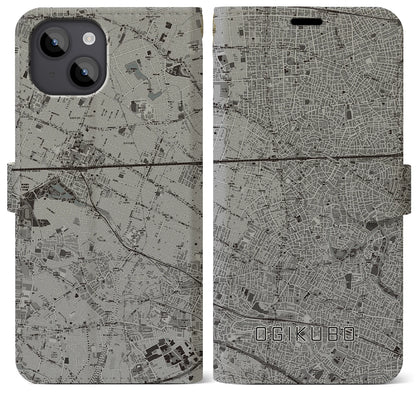 【荻窪（東京都）】地図柄iPhoneケース（手帳タイプ）モノトーン・iPhone 14 Plus 用