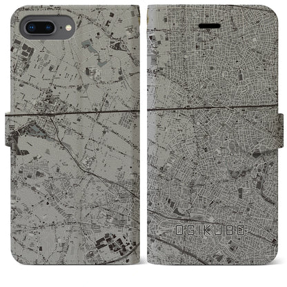 【荻窪（東京都）】地図柄iPhoneケース（手帳タイプ）モノトーン・iPhone 8Plus /7Plus / 6sPlus / 6Plus 用
