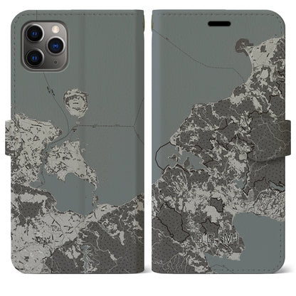 【大宜味（沖縄県）】地図柄iPhoneケース（手帳タイプ）モノトーン・iPhone 11 Pro Max 用