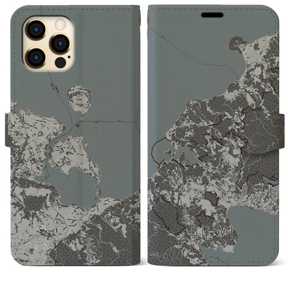 【大宜味（沖縄県）】地図柄iPhoneケース（手帳タイプ）モノトーン・iPhone 12 Pro Max 用