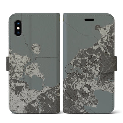 【大宜味（沖縄県）】地図柄iPhoneケース（手帳タイプ）モノトーン・iPhone XS / X 用