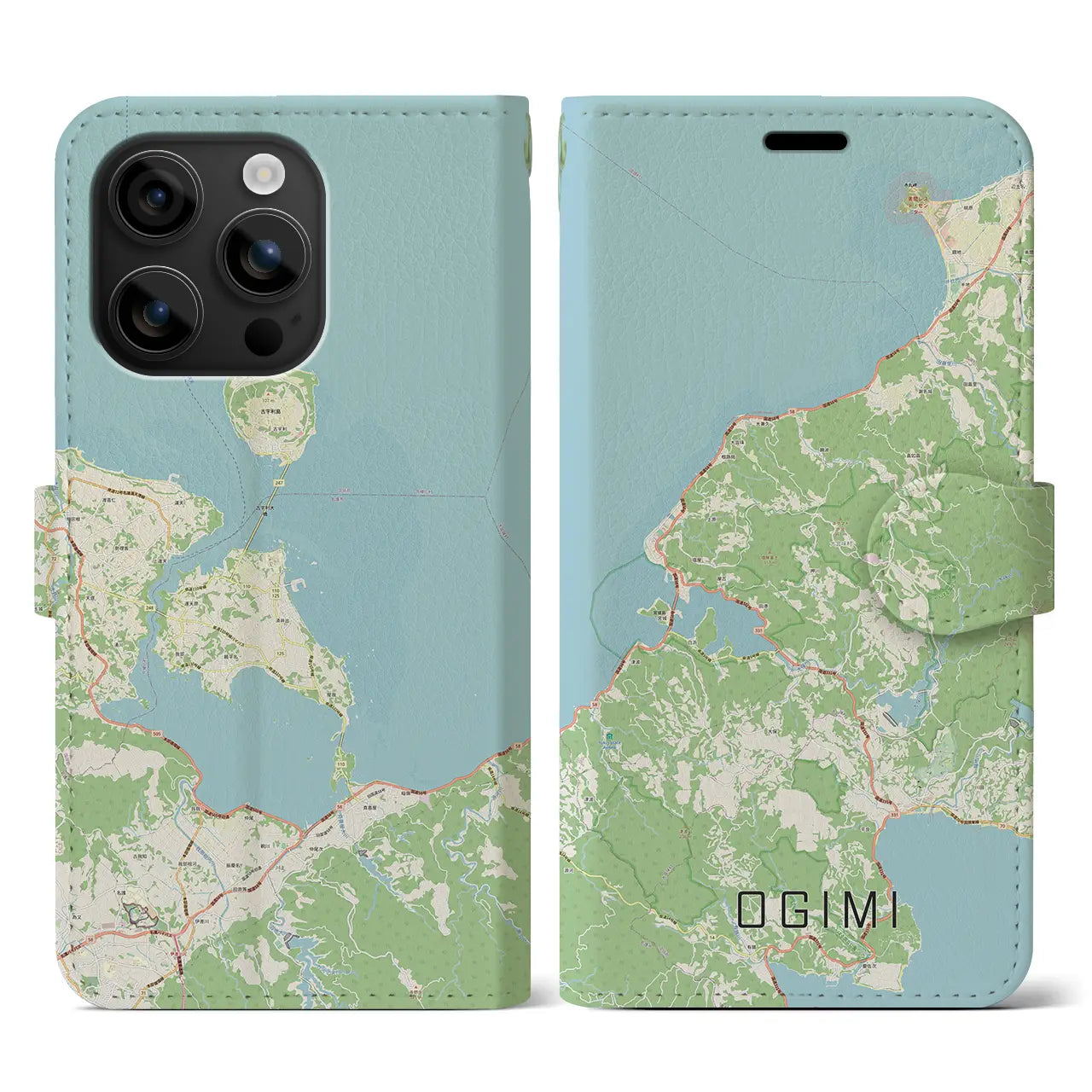 【大宜味（沖縄県）】地図柄iPhoneケース（手帳タイプ）ナチュラル・iPhone 16 用