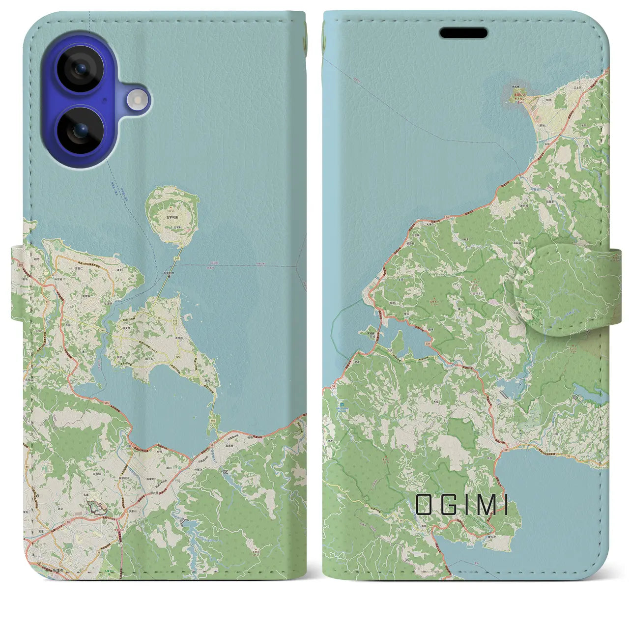 【大宜味（沖縄県）】地図柄iPhoneケース（手帳タイプ）ナチュラル・iPhone 16 Pro Max 用