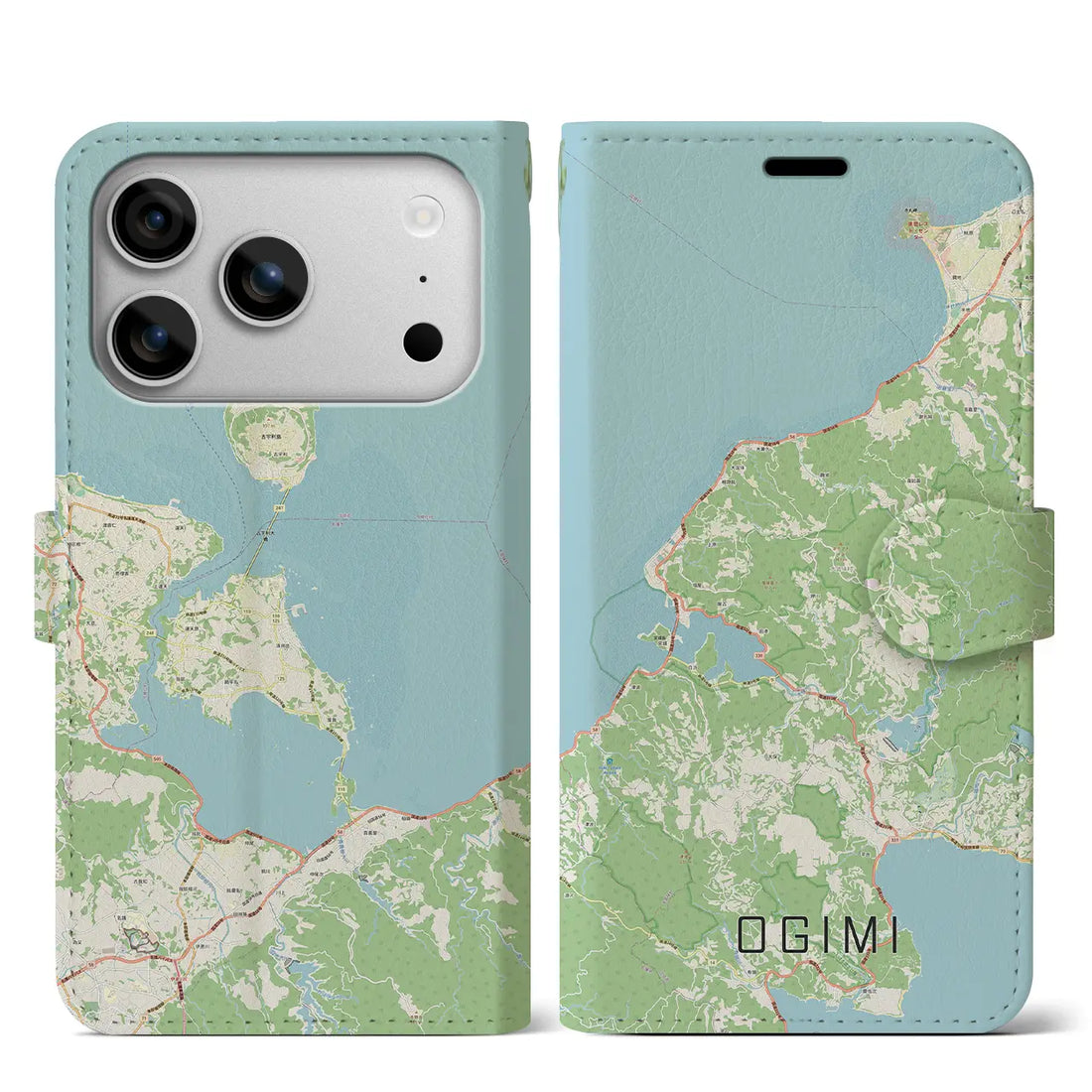 【大宜味（沖縄県）】地図柄iPhoneケース（手帳タイプ）モノトーン・iPhone 17 Pro Max 用