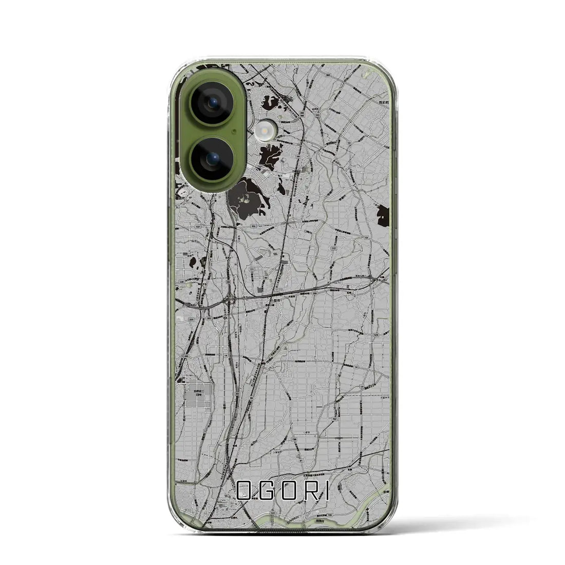 【小郡（福岡県）】地図柄iPhoneケース（クリアタイプ）モノトーン・iPhone 17 Pro Max 用