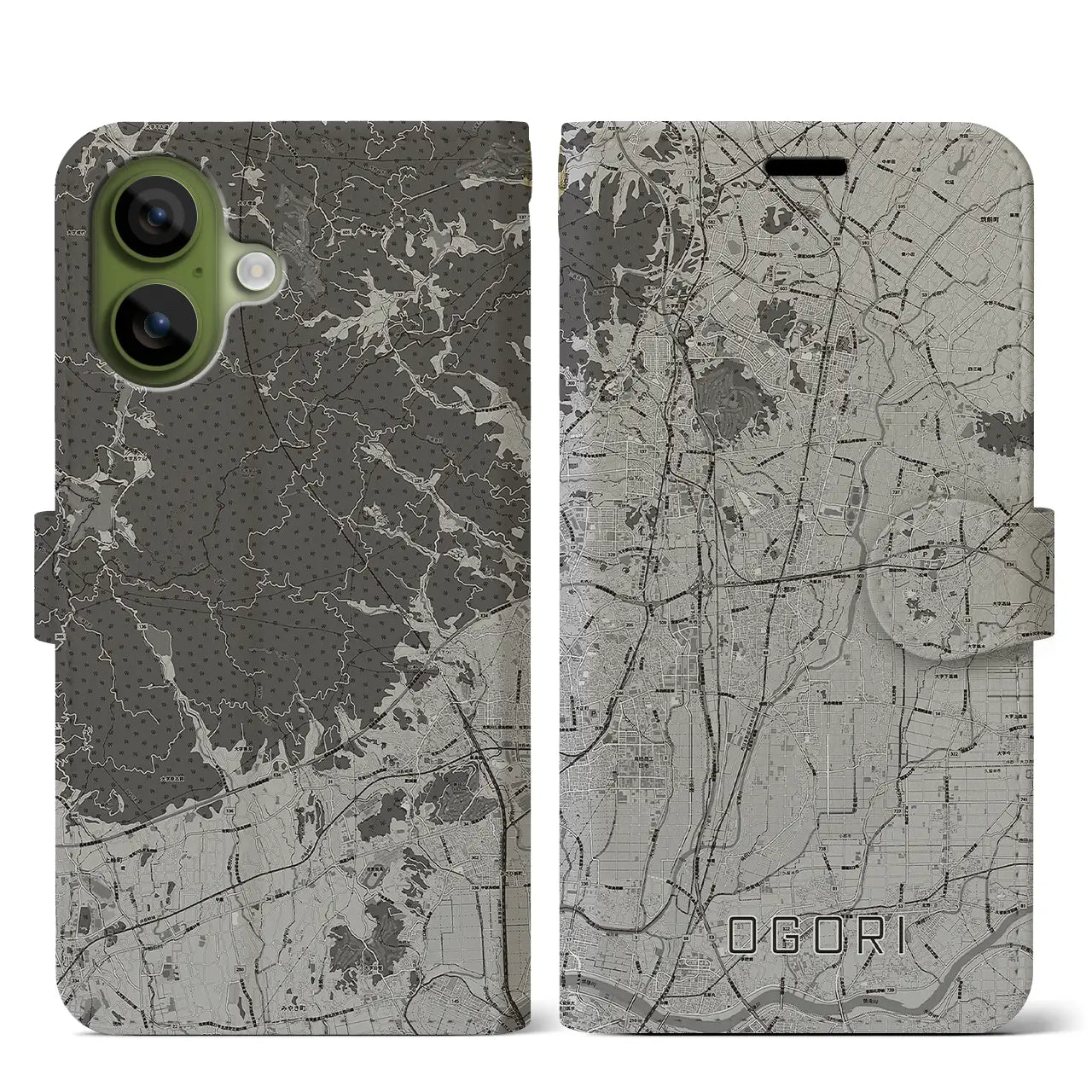 【小郡（福岡県）】地図柄iPhoneケース（手帳タイプ）