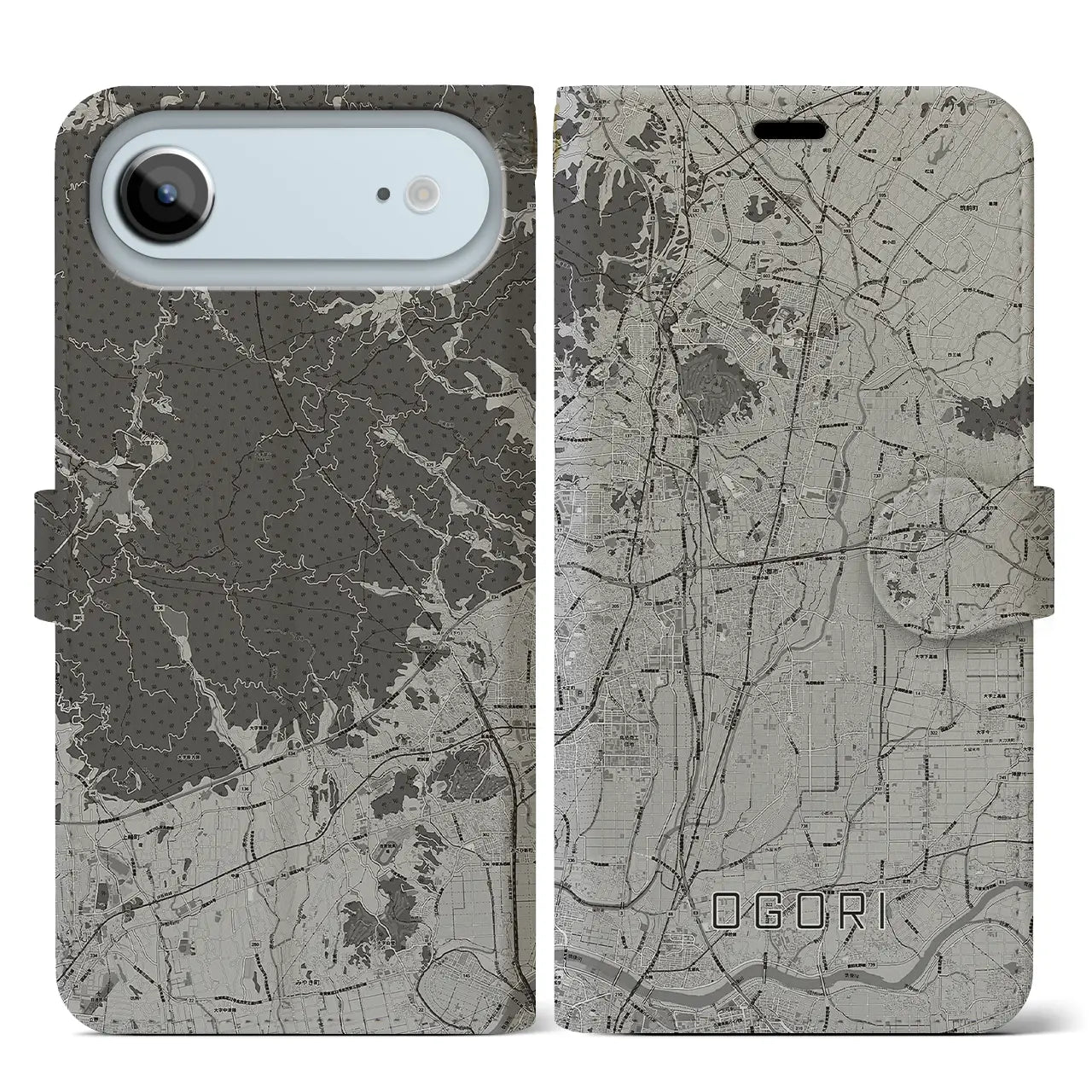 【小郡（福岡県）】地図柄iPhoneケース（手帳タイプ）