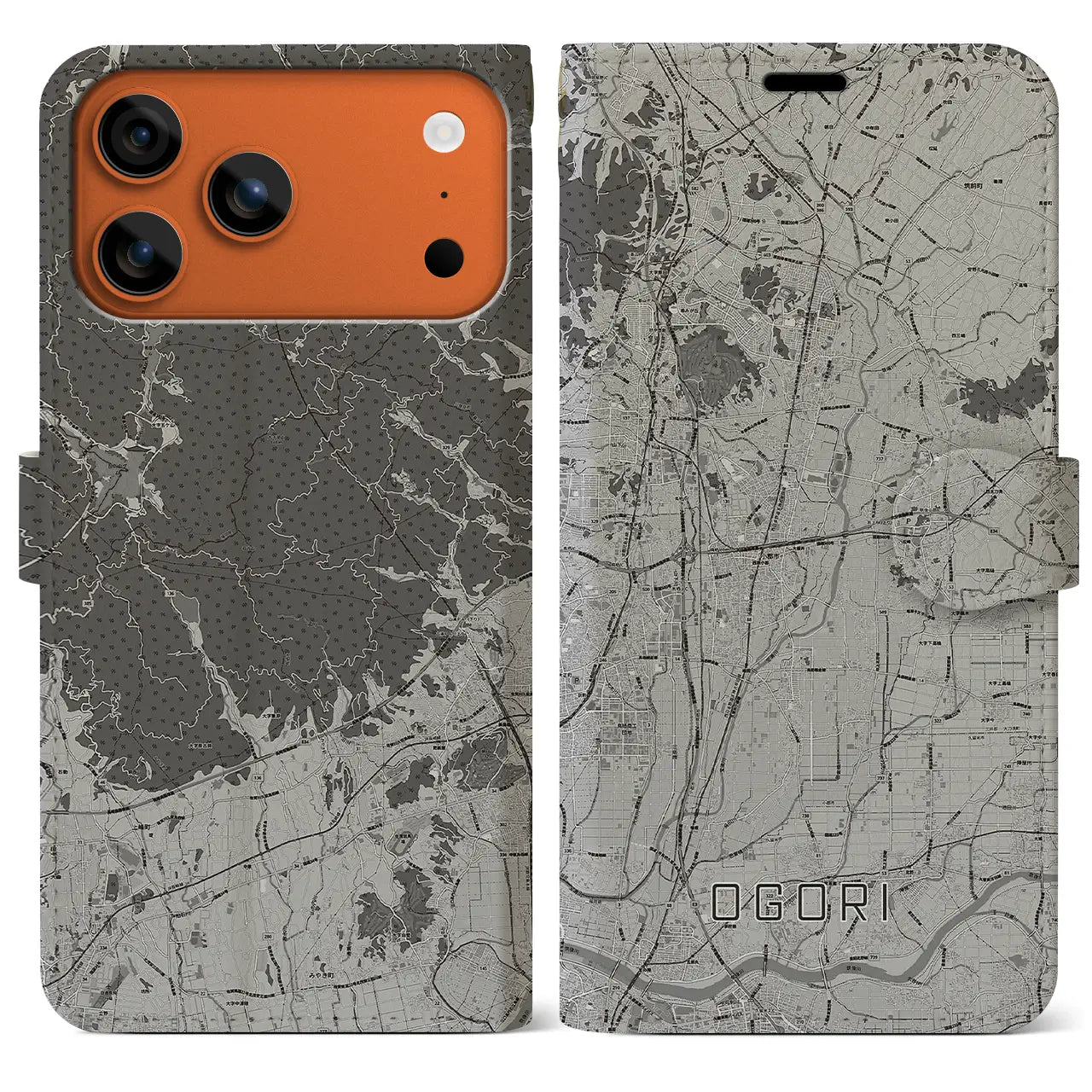 【小郡（福岡県）】地図柄iPhoneケース（手帳タイプ）