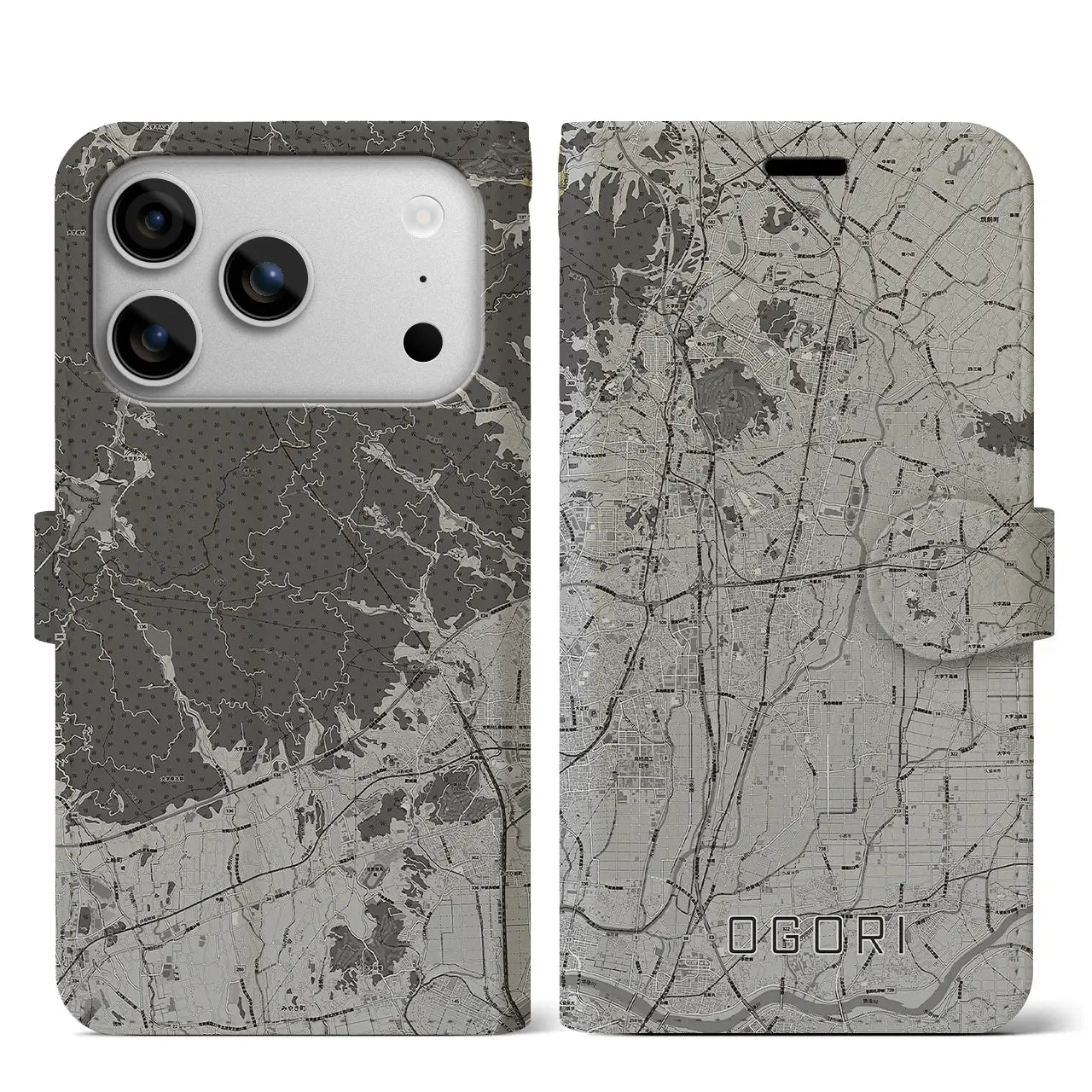 【小郡（福岡県）】地図柄iPhoneケース（手帳タイプ）