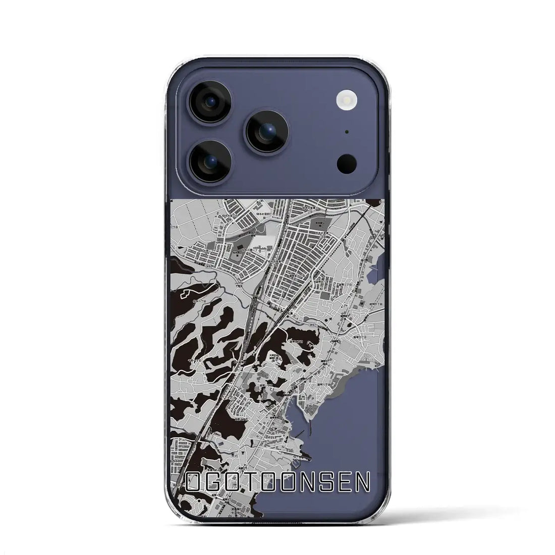 【おごと温泉(滋賀県)】地図柄iPhoneケース(クリアタイプ)モノトーン・iPhone 17 Pro Max 用