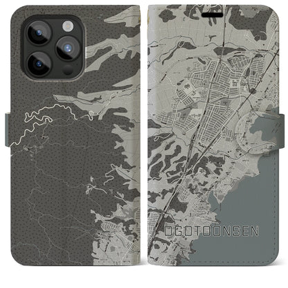 【おごと温泉（滋賀県）】地図柄iPhoneケース（手帳タイプ）モノトーン・iPhone 15 Pro Max 用