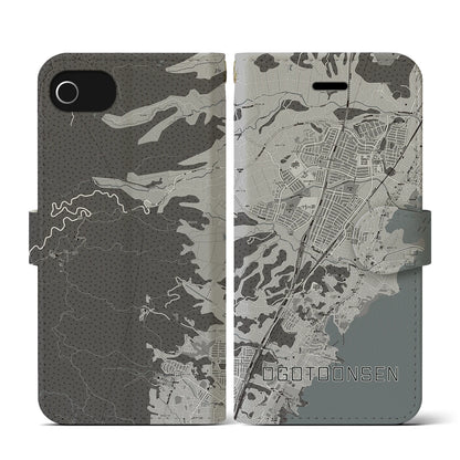 【おごと温泉（滋賀県）】地図柄iPhoneケース（手帳タイプ）モノトーン・iPhone SE（第3 / 第2世代） / 8 / 7 / 6s / 6 用