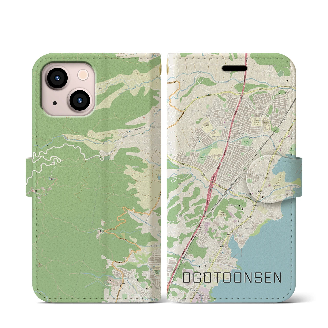 【おごと温泉（滋賀県）】地図柄iPhoneケース（手帳タイプ）