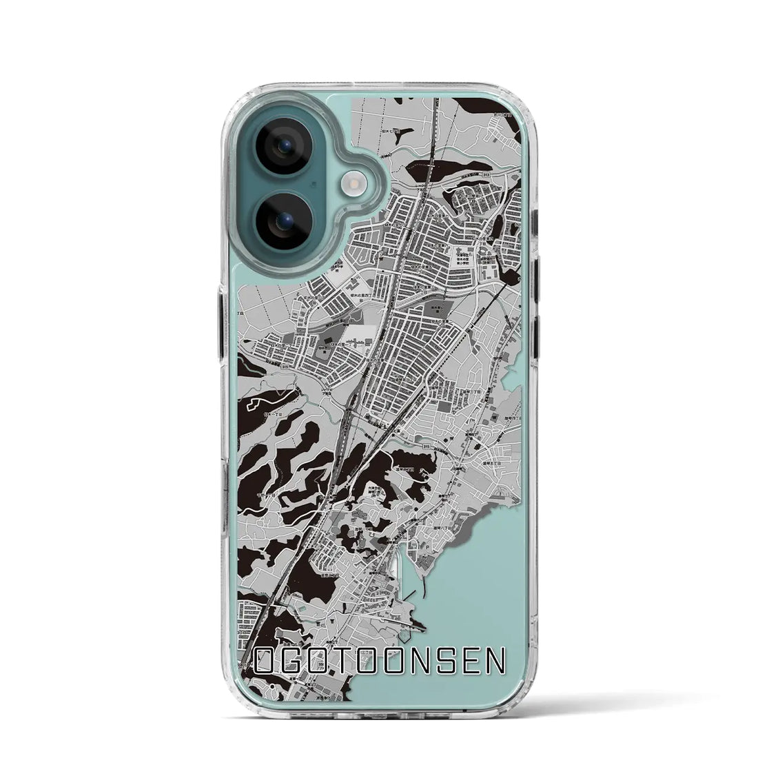 【おごと温泉（滋賀県）】地図柄iPhoneケース（MagSafeタイプ）モノトーン・iPhone 16 Pro 用