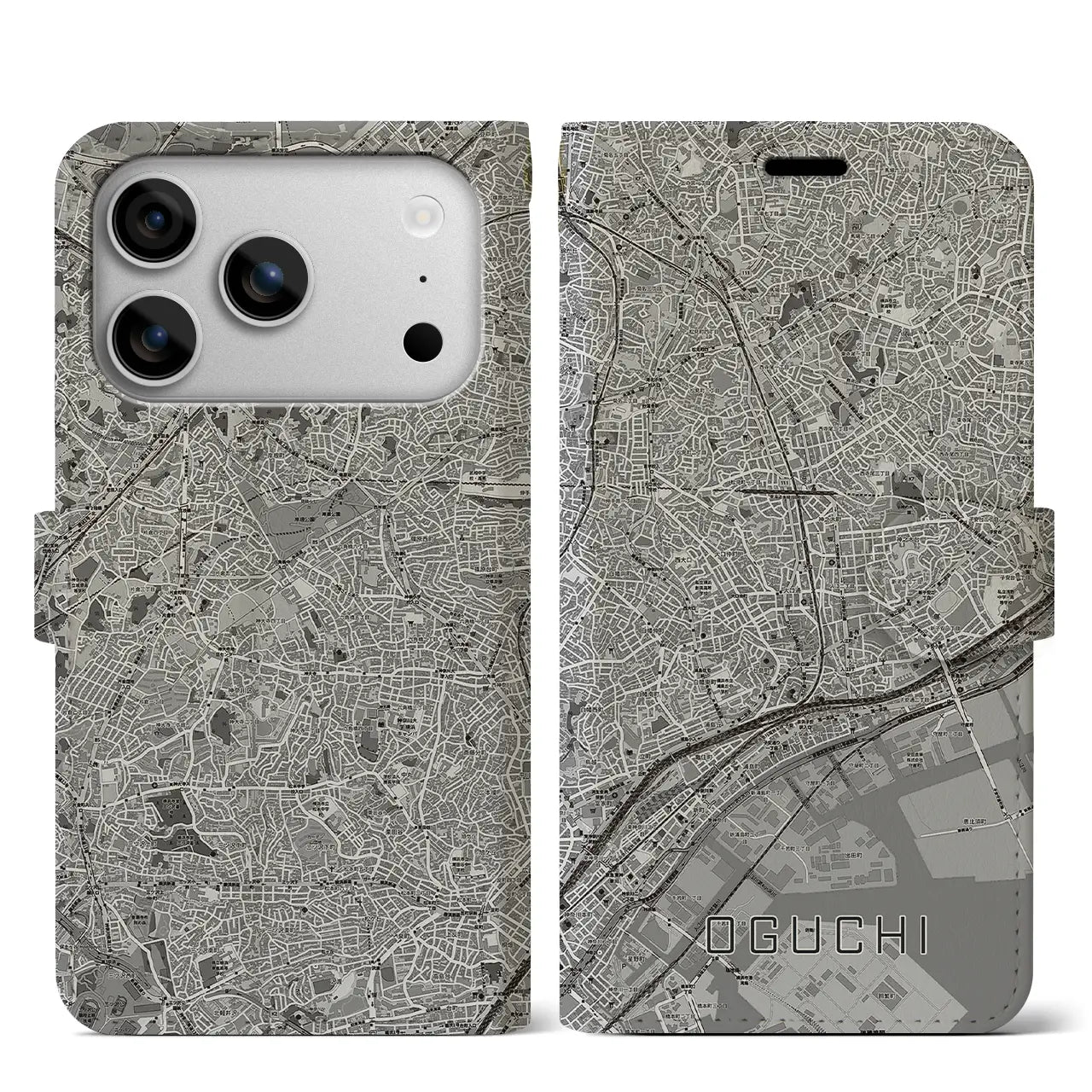 【大口（神奈川県）】地図柄iPhoneケース（手帳タイプ）