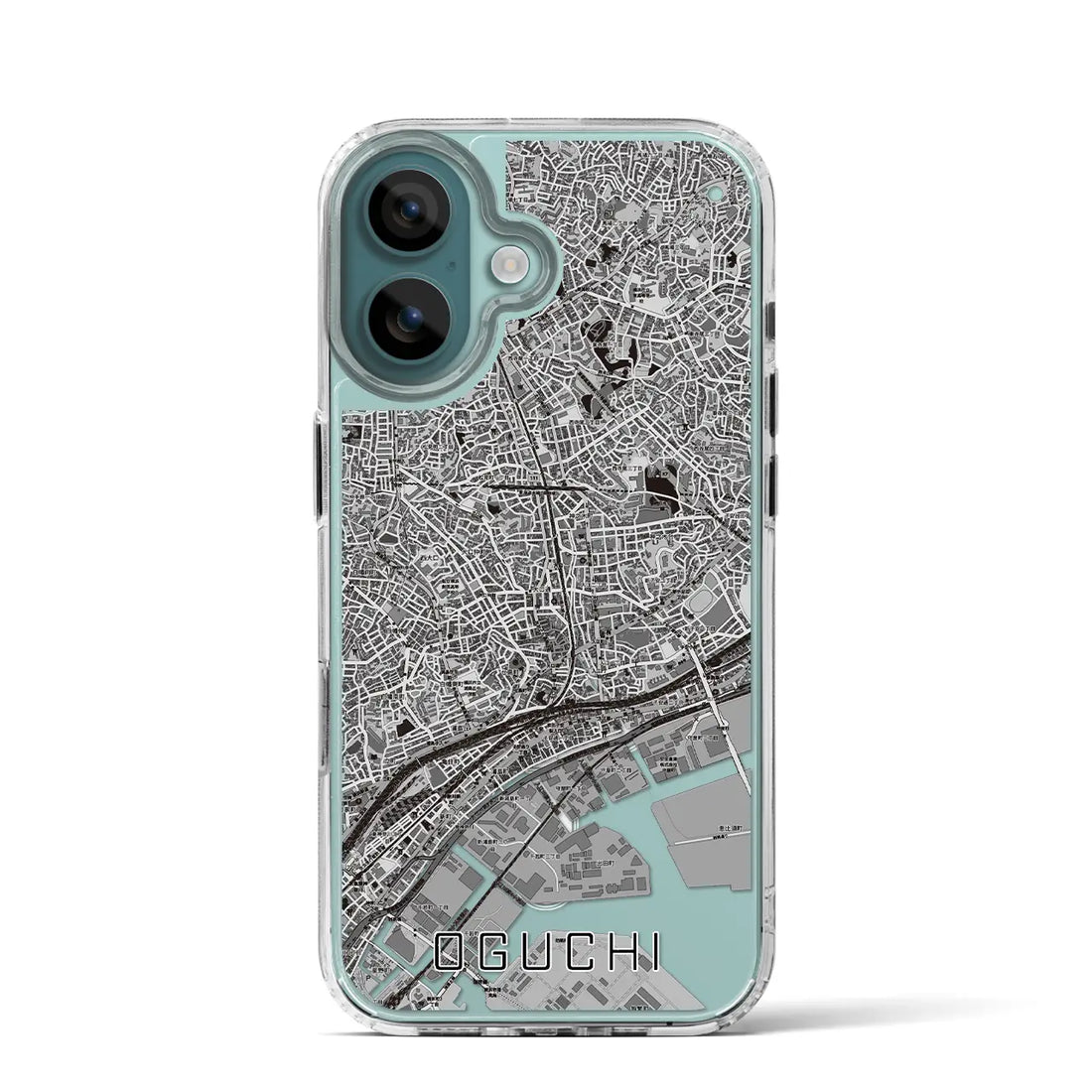 【大口(神奈川県)】地図柄iPhoneケース(MagSafeタイプ)モノトーン・iPhone 16 Pro 用