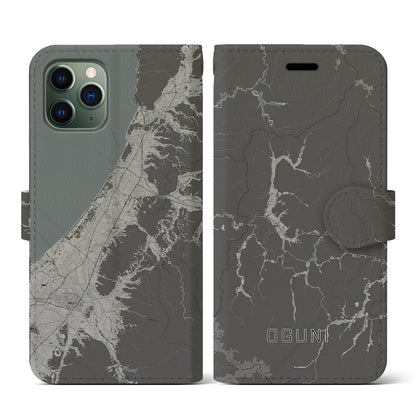 【小国（山形県）】地図柄iPhoneケース（手帳タイプ）モノトーン・iPhone 11 Pro 用