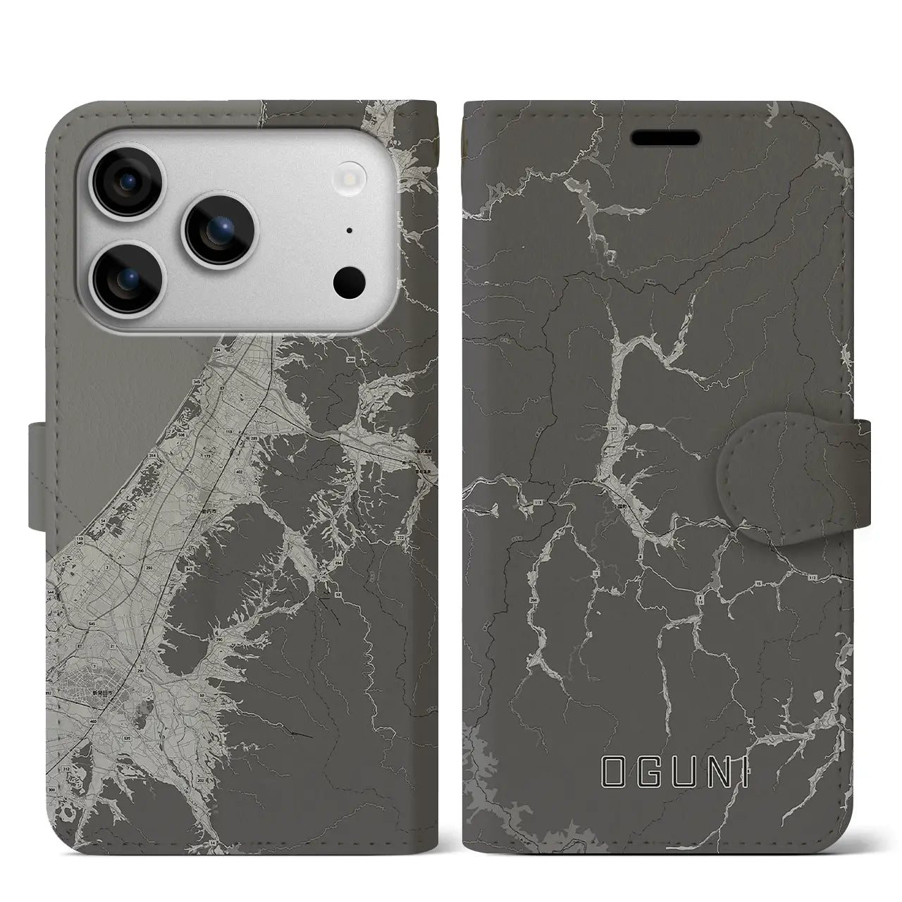 【小国（山形県）】地図柄iPhoneケース（手帳タイプ）