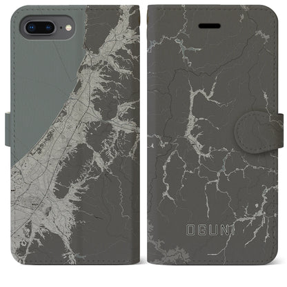 【小国（山形県）】地図柄iPhoneケース（手帳タイプ）モノトーン・iPhone 8Plus /7Plus / 6sPlus / 6Plus 用