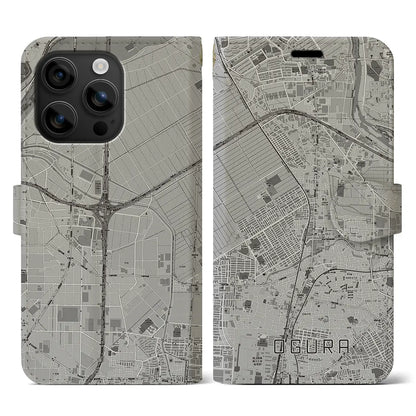 【小倉（京都府）】地図柄iPhoneケース（手帳タイプ）モノトーン・iPhone 16 用