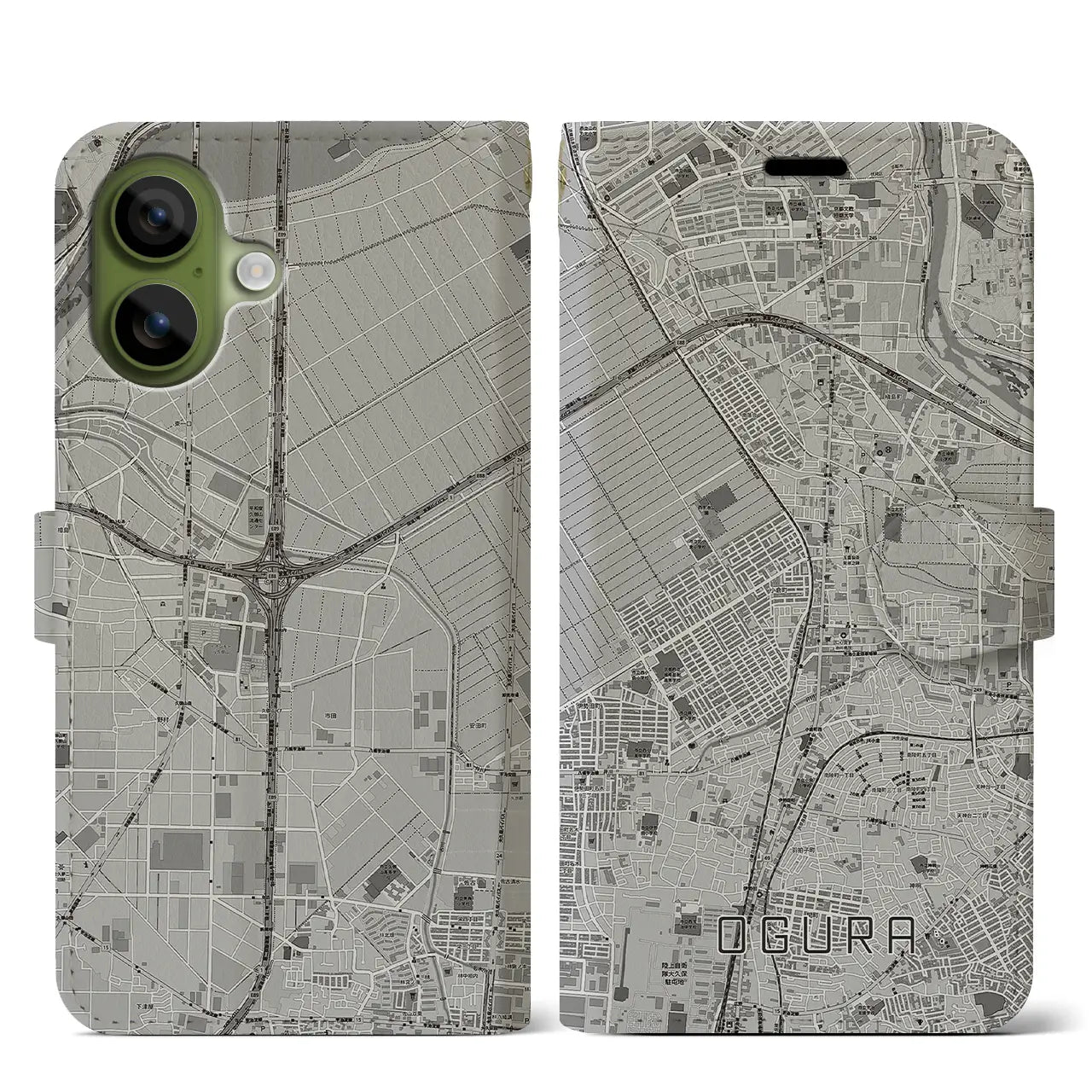 【小倉（京都府）】地図柄iPhoneケース（手帳タイプ）