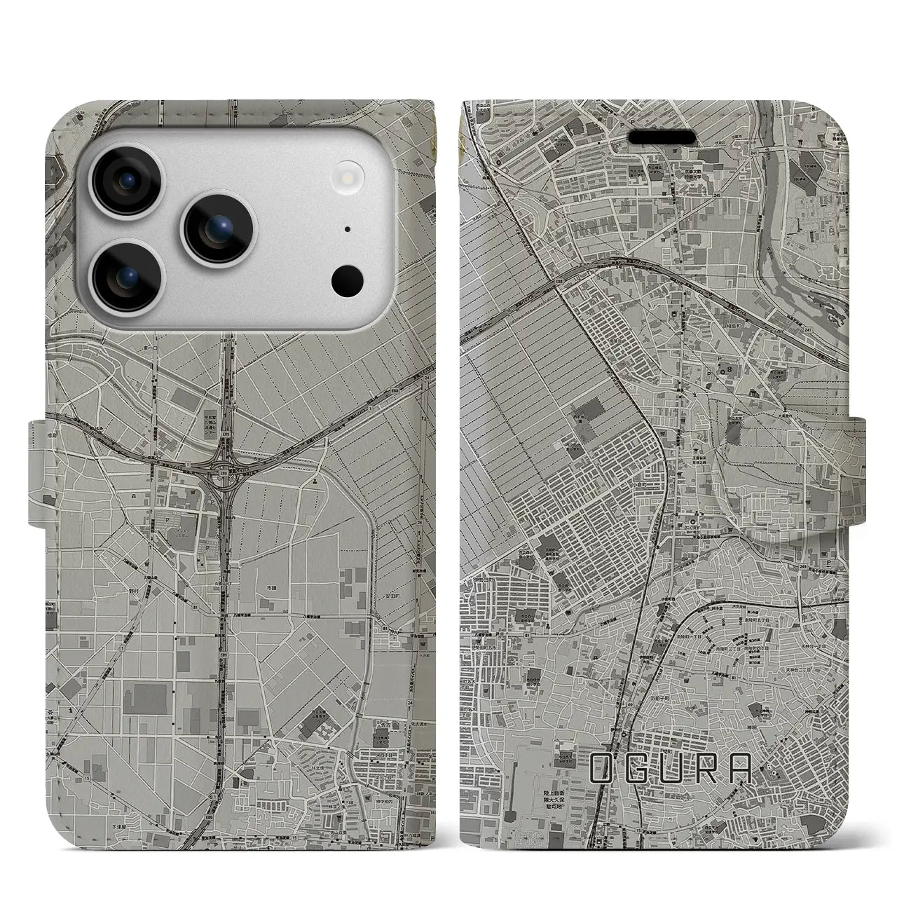 【小倉（京都府）】地図柄iPhoneケース（手帳タイプ）