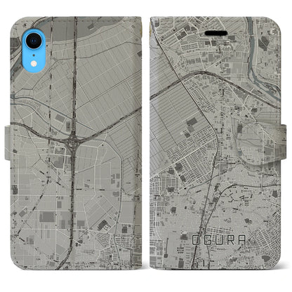 【小倉（京都府）】地図柄iPhoneケース（手帳タイプ）モノトーン・iPhone XR 用