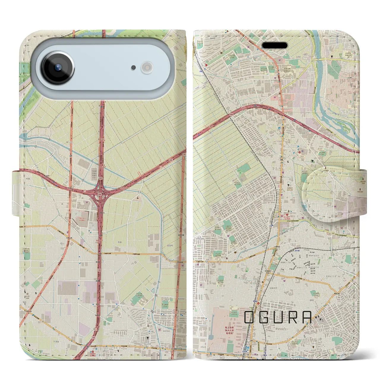 【小倉（京都府）】地図柄iPhoneケース（手帳タイプ）