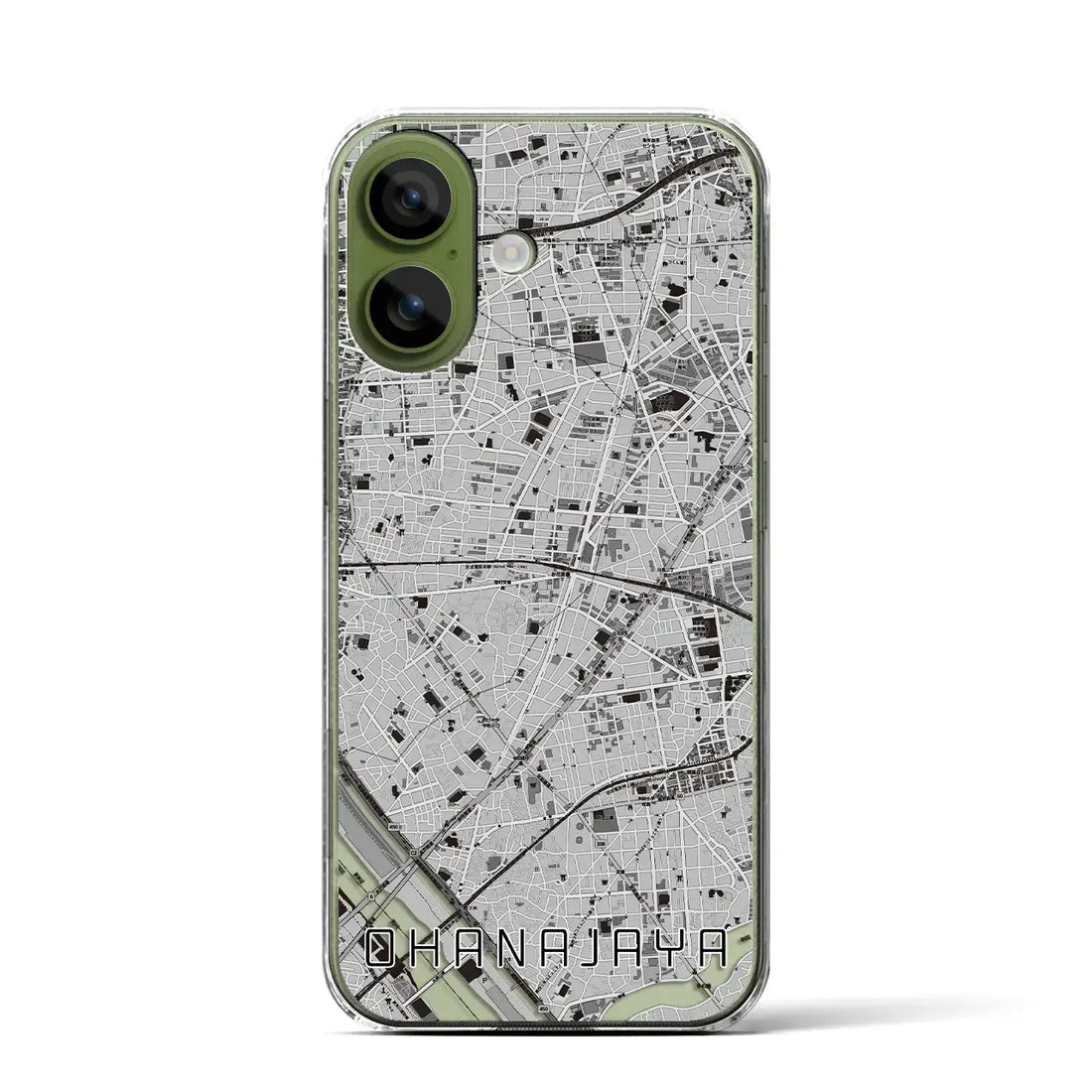【お花茶屋(東京都)】地図柄iPhoneケース(クリアタイプ)モノトーン・iPhone 17 Pro Max 用