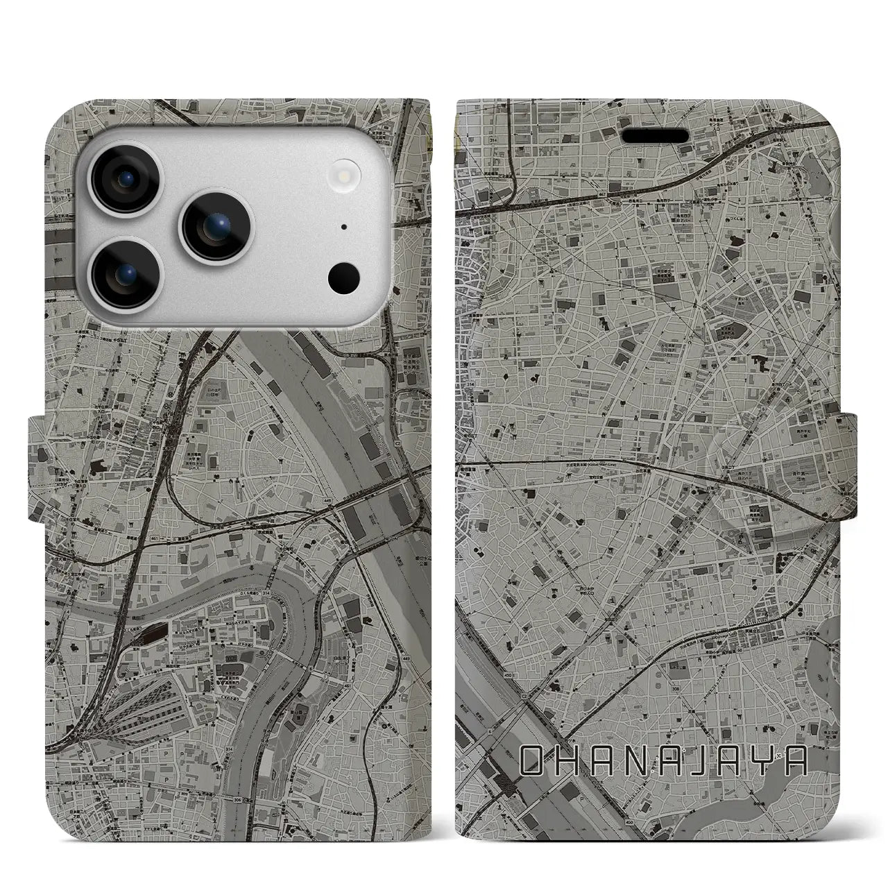 【お花茶屋（東京都）】地図柄iPhoneケース（手帳タイプ）