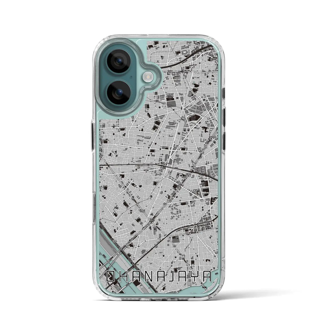 【お花茶屋(東京都)】地図柄iPhoneケース(MagSafeタイプ)モノトーン・iPhone 16 Pro 用