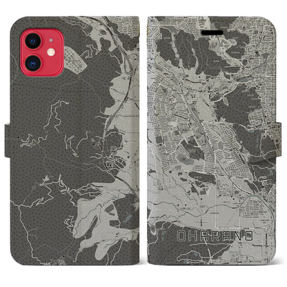 【大原野（京都府）】地図柄iPhoneケース（手帳タイプ）モノトーン・iPhone 11 用